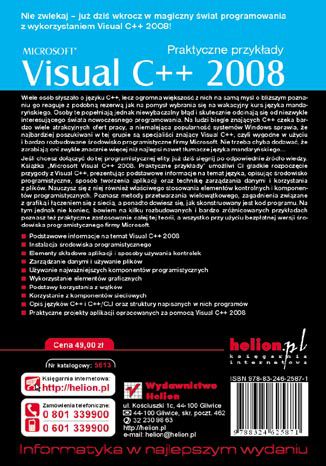 Microsoft Visual C++ 2008. Praktyczne przykłady Mariusz Owczarek - tył okładki książki