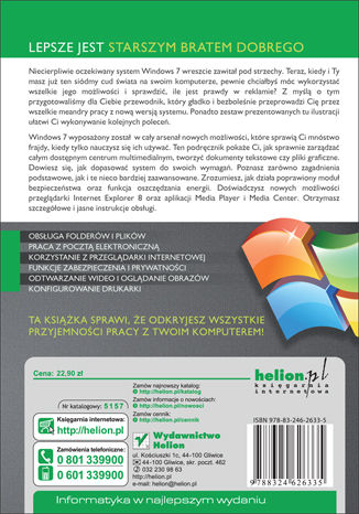 Windows 7 PL. Ilustrowany przewodnik Aleksandra Tomaszewska - tył okładki książki