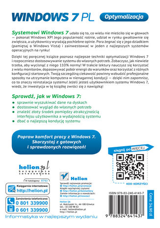 Windows 7 PL. Optymalizacja William R. Stanek - tył okładki książki