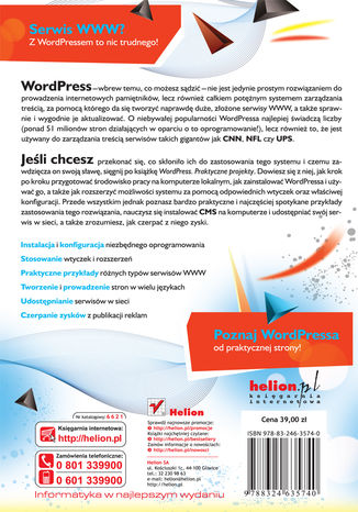 WordPress. Praktyczne projekty Witold Wrotek - tył okładki książki