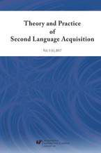 Okładka - "Theory and Practice of Second Language Acquisition" 2017. Vol. 3 (1) - red. Danuta Gabryś-Barker, red. Adam Wojtaszek