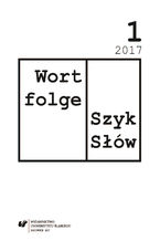 Okładka - "Wortfolge. Szyk Słów" 2017, nr 1 - red. Robert Rduch