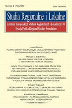 Okładka - Studia Regionalne i Lokalne nr 4(70)/2017 - Monika Sidor, Łukasz Drozda, Mariusz E. Sokołowicz, Kamil Maciuk, Justyna Wasil, Katarzyna A. Kuć-Czajkowska, Urszula Markowska-Przybyła, Jacek Potocki, David Ramsey, Grzegorz Krawczyk, Paweł Biskup