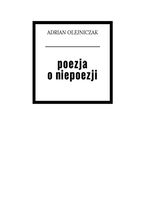 Okładka - Poezja o niepoezji - Adrian Olejniczak