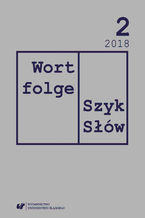 Okładka - "Wortfolge. Szyk słów" 2018, nr 2 - red. Robert Rduch