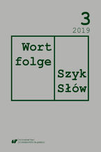 Okładka - "Wortfolge. Szyk słów" 2019, nr 3 - red. Robert Rduch