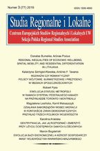 Okładka - Studia Regionalne i Lokalne nr 3(77)/2019 - Magdalena Lesińska, Robert Pyka, Katarzyna Szmigiel-Rawska, Kamil Matuszczyk, Marcin Bogdański, Donatas Burneika, Arunas Pocius, António F. Tavares, Karolina Anielska