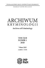 Okładka - Archiwum Kryminologii Archives of Criminology Tom XLII n. 1 2020 - Witold Klaus, Irena Rzeplińska, Justyna Włodarczyk-Madejska,  Krzysztof Krajewski, Miklos Levay, Gorazd Meško, Vesna Nikolić-Ristanović (red.)