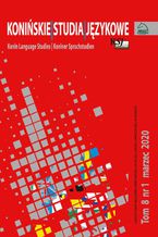 Okadka ksiki Koniskie Studia Jzykowe Tom 8 Nr 1 2020