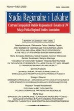 Okładka - Studia Regionalne i Lokalne nr 4(82)/2020 - Dominik Sieklucki, Michał Kowalski, Szymon Wiśniewski, Marta Borowska-Stefańska, Nataliya Antonyuk, Oleksandra Fedun, Nataliya Papish, Bartosz Szustowski, Martyna Maczuga, Grzegorz Gawron, Wojciech Tomasz Modzelewski, Marta Szulc