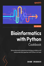 Okładka - Bioinformatics with Python Cookbook. Solve advanced computational biology problems and build production pipelines with Python & AI tools - Fourth Edition - Shane Brubaker