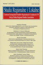 Okadka ksiki Studia Regionalne i Lokalne nr 1(47)/2012