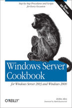 Okładka - Windows Server Cookbook. For Windows Server 2003 & Windows 2000 - Robbie Allen