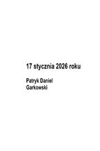 Okładka - 17 stycznia 2026 roku - Patryk Daniel Garkowski