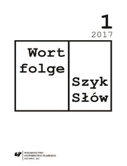 "Wortfolge. Szyk Słów" 2017, nr 1