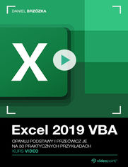 Okładka - Excel 2019 VBA. Kurs video. Opanuj podstawy i przećwicz je na 50 praktycznych przykładach