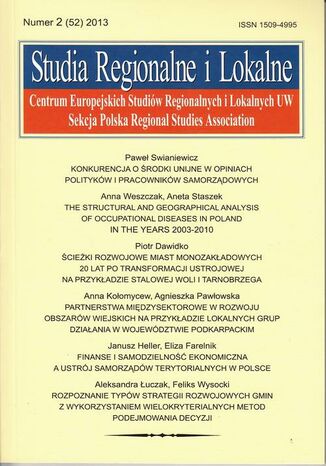 Okładka książki/ebooka Studia Regionalne i Lokalne nr 2(52)/2013
