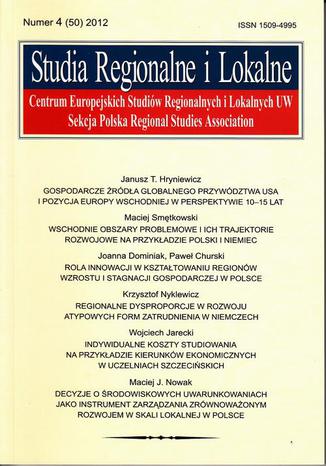 Okładka książki/ebooka Studia Regionalne i Lokalne nr 4(50)/2012
