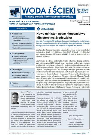 Okładka książki/ebooka Woda i ścieki on-line nr 12/2015
