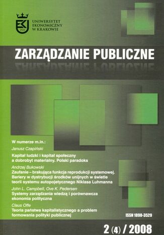 Okładka książki/ebooka Zarządzanie Publiczne nr 2(4)/2008