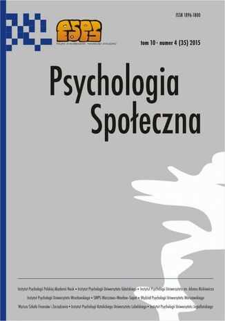 Okładka książki/ebooka Psychologia Społeczna nr 4 (35)/2015