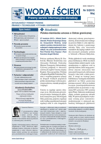 Okładka książki/ebooka Woda i ścieki. Prawny serwis informacyjno-doradczy. Nr 5/2015