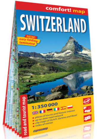 Okładka książki/ebooka Szwajcaria Switzerland laminowana mapa samochodowo-turystyczna 1:350 000