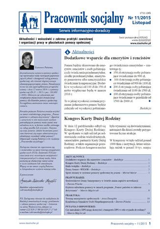 Okładka książki/ebooka Pracownik socjalny on-line nr.11/2015