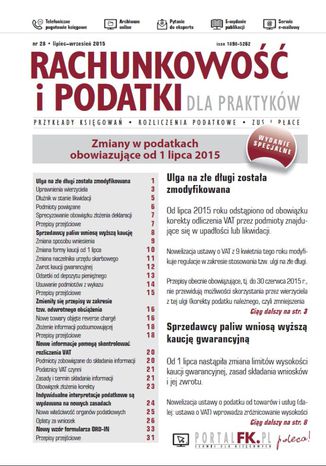 Okładka książki/ebooka Rachunkowość i podatki dla praktyków - wydanie specjalne: Zmiany w przepisach podatkowych obowiązujące od 1 lipca 2015