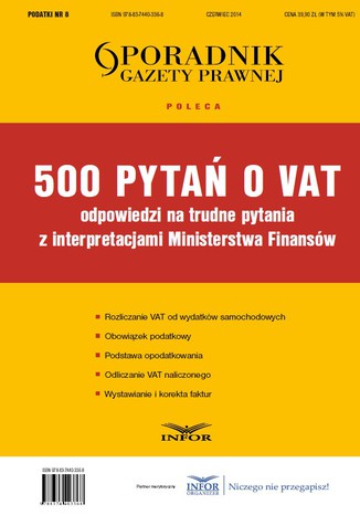 Okładka książki/ebooka 500 pytań o VAT - odpowiedzi z interpretacjami MF