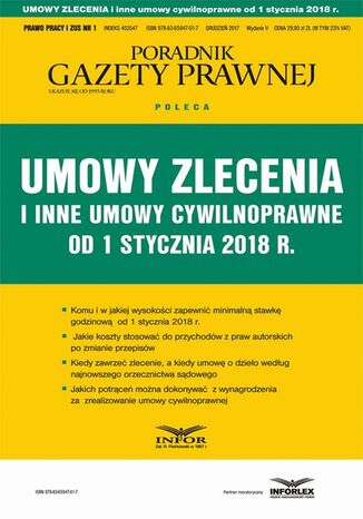 Okładka książki/ebooka Umowy zlecenia i inne umowy cywilnoprawne od stycznia 2018