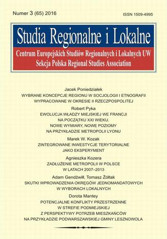 Okładka książki/ebooka Studia Regionalne i Lokalne nr 3(65)/2016