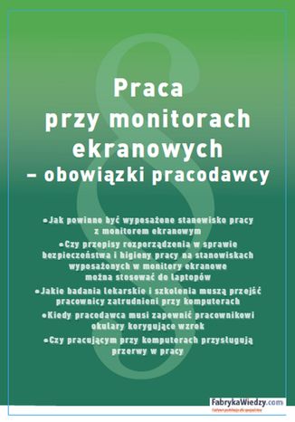Okładka książki/ebooka Praca przy monitorach ekranowych - obowiązki pracodawcy