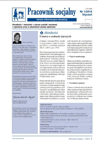 Okładka książki/ebooka Pracownik socjalny on-line nr.1/2016