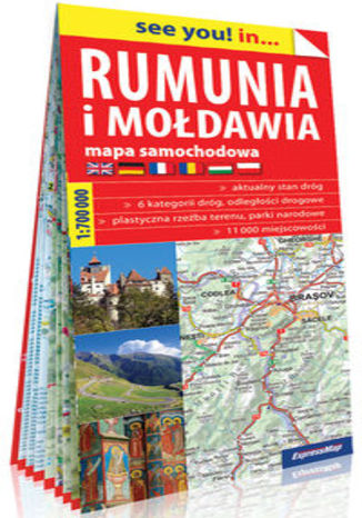 Okładka książki/ebooka Rumunia i Mołdawia papierowa mapa samochodowa 1:700 000