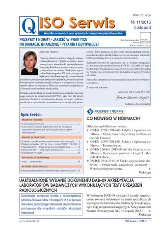 Okładka książki/ebooka ISO Serwis. Wszystko o normach i systemach zarządzania jakością. Nr 11/2015
