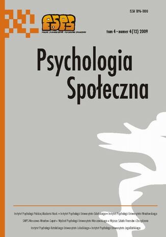 Okładka książki/ebooka Psychologia Społeczna nr 4(12)/2009