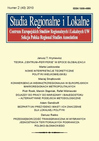 Okładka książki/ebooka Studia Regionalne i Lokalne nr 2(40)/2010