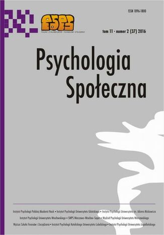 Okładka książki/ebooka Psychologia Społeczna nr 2(37)/2016