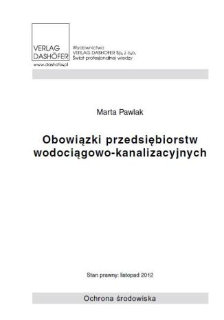Okładka książki/ebooka Obowiązki przedsiębiorstw wodociągowo- kanalizacyjnych