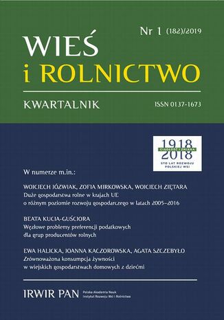 Okładka książki/ebooka Wieś i Rolnictwo nr 1(182)/2019