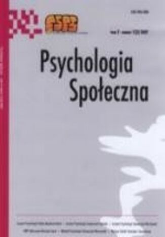 Okładka książki/ebooka Psychologia Społeczna nr 1(3)/2007