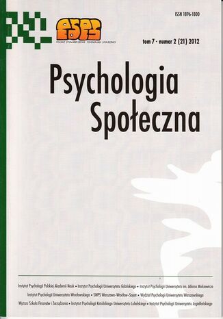 Okładka książki/ebooka Psychologia Społeczna nr 2 (21) 2012
