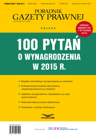 Okładka książki/ebooka 100 pytań o wynagrodzenia w 2015 r