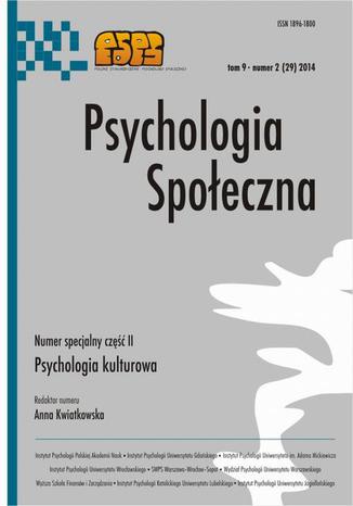 Okładka książki/ebooka Psychologia Społeczna nr 2(29)2014 - A. Kwiatkowska, J. Roszak, R. Sikora, B.C.H. Kuo, K. Karpinskij, T. Gushchina, G. Gober: Kulturowa adaptacja Międzykulturowej skali radzenia ze stresem