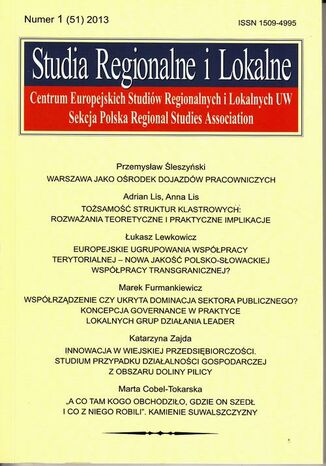 Okładka książki/ebooka Studia Regionalne i Lokalne nr 1(51)/2013