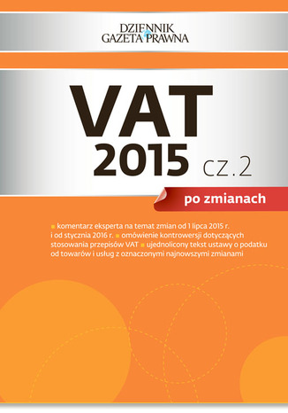 Okładka książki/ebooka VAT 2015 po zmianach cz. 2