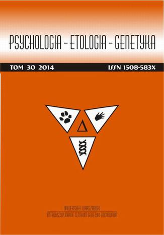 Okładka książki/ebooka Psychologia-Etologia-Genetyka nr 30/2014 - Justyna Szymańska, Julia Sikorska, Karolina Durka, Maciej Trojan: Moralność wśród ssaków naczelnych w świetle badań behawioralnych
