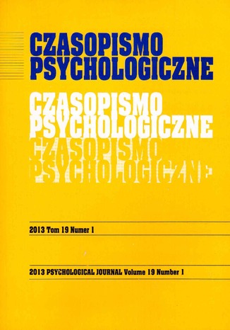 Okładka książki/ebooka Czasopismo Psychologiczne Psychological Journal Tom 19 numer 1