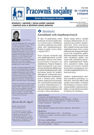 Okładka książki/ebooka Pracownik socjalny nr.11/2014